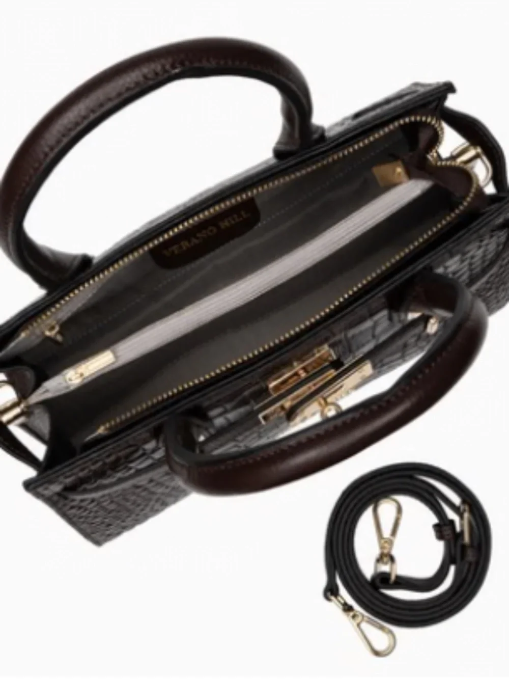 NWOT Verano Hill Marseille Dark Brown Leather Handbag